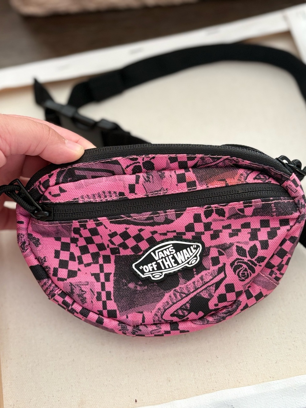 Toddler / kids Vans Pink and Black Checkerboard Waist Pack